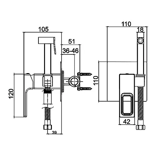 Смеситель для гигиенического душа встроенный белый Gappo 1/8, Белый G7217-8 - фото 6