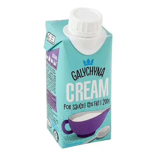 Вершки Galychyna Для соусу 15% ультрапастеризовані 200 г - фото 3