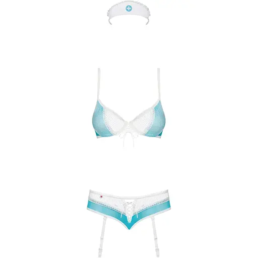 Эротический костюм медсестры Obsessive 834-CST-6 S/M, бело-голубой - фото 5