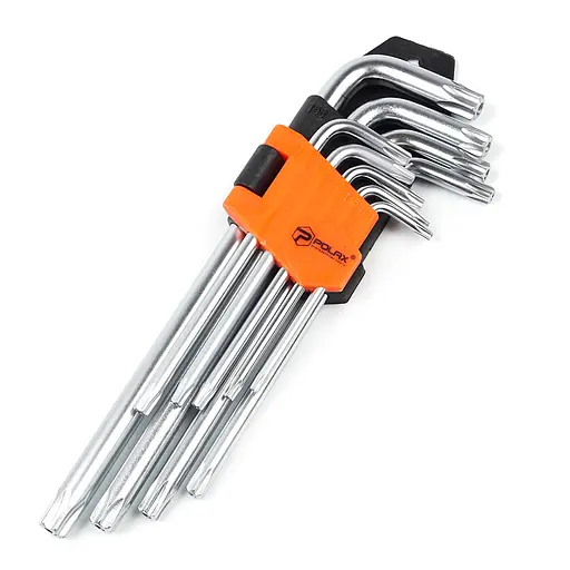 Набір шестигранних TORX ключів Polax Г-подібних подовжених, 9 предметів, Т10-Т50, Cr-V (25-008) - фото 2