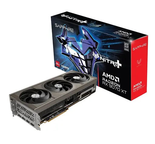 Відеокарта Radeon RX 9070 XT Sapphire NITRO+ 16Gb GDDR6 256-bit 2xHDMI/2xDP 3060/20000 MHz 3x8-pin (11348-01-20G) - фото 1
