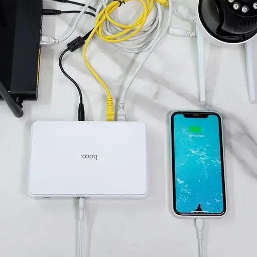 Джерело безперебійного живлення Hoco DB25 Plus Smart Mini UPS для роутерів 5V/9V/12V 10000 mAh White - фото 5