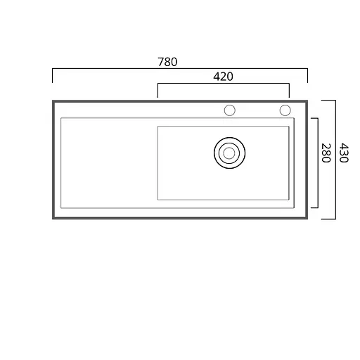 Кухонна мийка чорна PVD 78x43 R Platinum Handmade (два отвори, круглий сифон 3,0/0,8), Чорний - фото 2