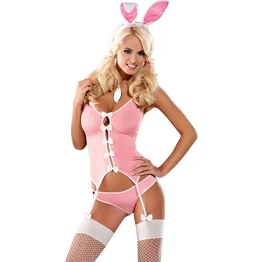 Еротичний костюм зайчика Obsessive Bunny suit 4 pcs costume Pink S/M, рожевий