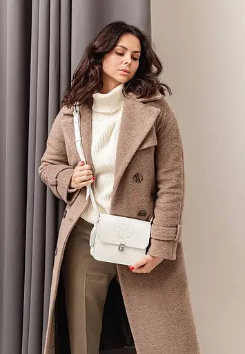 Шкіряна жіноча бохо-сумка Лілу біла - фото 6