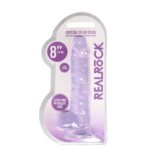 Фалоімітатор Realrock Crystal Clear Dildo Realistic 8 21 см фіолетовий - фото 2