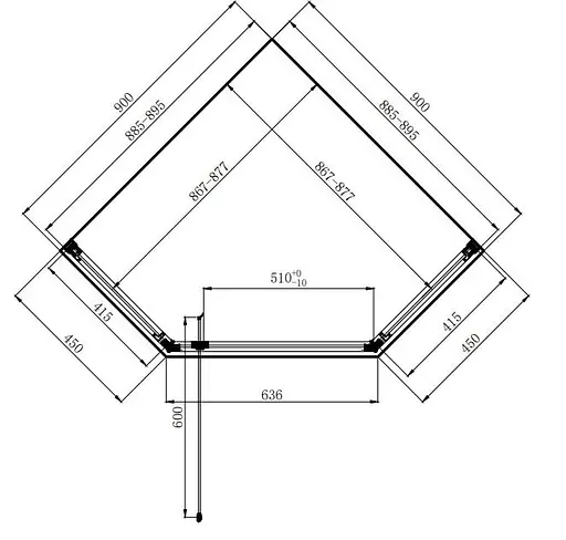 Душевая кабина Dusel DL197H Chrome 900x900x1900, Универсальная, прозра й, хром, 90x90 - фото 2