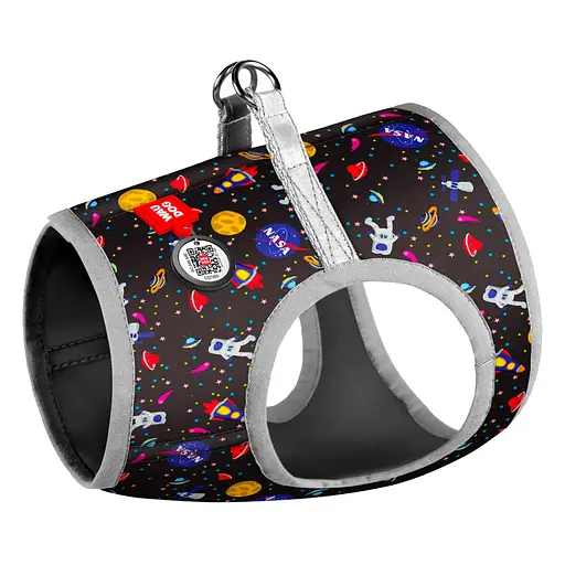 Шлейка для собак WAUDOG Clothes с QR паспортом "NASA" S1 (2920)