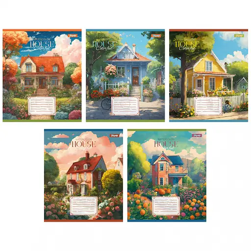 Тетради ученические 18 листов линия 1B House colorful, 25 шт. в упаковке