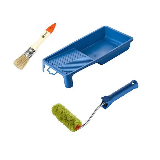 Валик "Сінтекс" 100х15 мм з ручкою, ванночка та пензлик "Стандарт" Polax (770-286) - фото 1