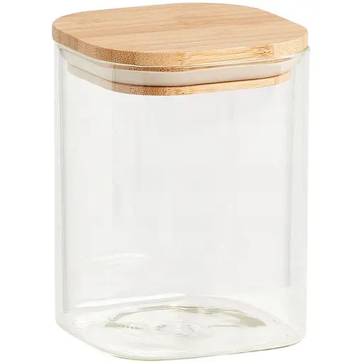 Банка для зберігання Lumines квадратна скляна з бамбуковою кришкою 950 мл 10х12 см (BS1012)