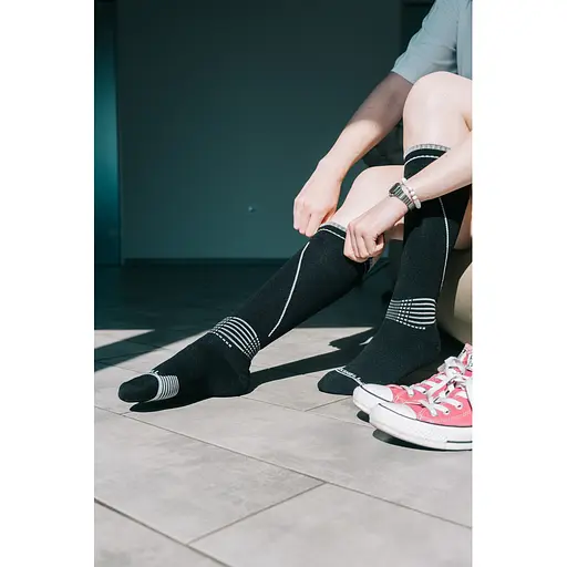 Водонепроникні шкарпетки Dexshell Longlite Socks 2.0, сірі полоски, розмір S (36-38) - фото 6