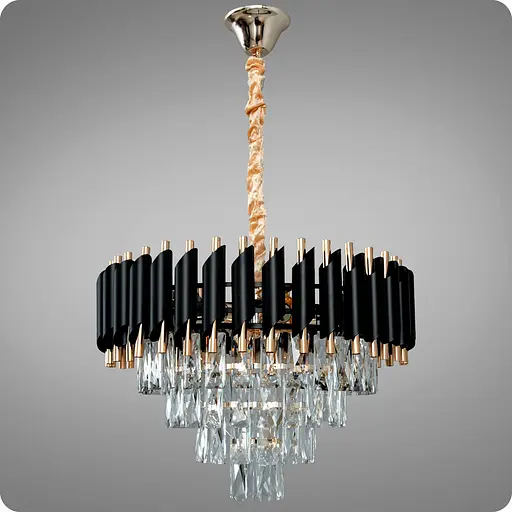 Люстра кришталева світлодіодна 517 Dlight на 9 ламп E14 Золото Чорний (02017) - фото 2