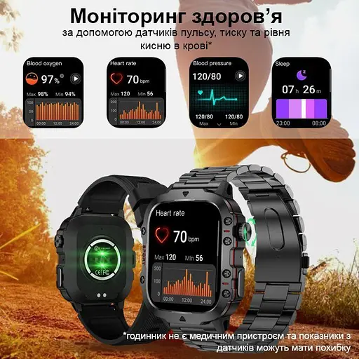 Смарт-часы Lige Smart Expert Nano Steel 2 ремешки черные (3203) - фото 8