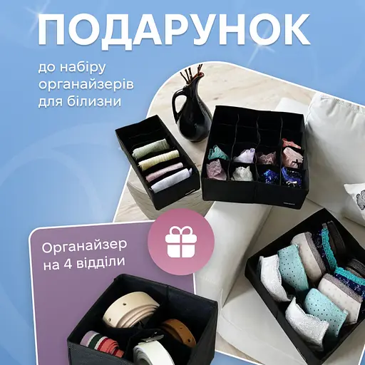 Набор органайзеров ORGANIZE  для белья 3 шт (черный)