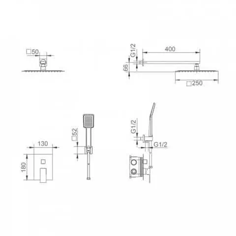 Душова система прихованого монтажу Imex Dublin хром GPE006, Хром - фото 3