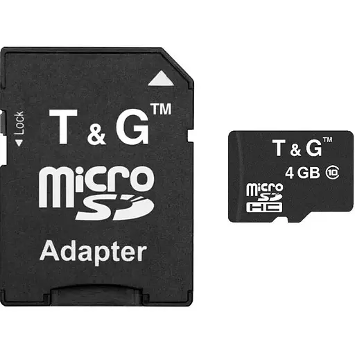 Карта памяти TG microSDHC, 4Gb, Class10, адаптер SD (TG-4GBSDCL10-01) - фото 1