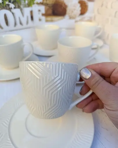 Фарфоровый кофейный сервиз Stenson R96397 на 6 персон 260мл Набор для кофе 12 предметов Белый - фото 5