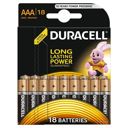 Батарейки Duracell Duralock Basic AAA (LR03) 1.5V 18 шт. (MN2400 18BL)