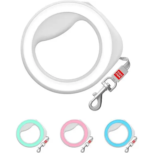 Повідець-рулетка для собак Waudog R-leash, кругла, XS-M, до 40 кг, 2,9 м, світловідбиваюча стрічка білий - фото 5