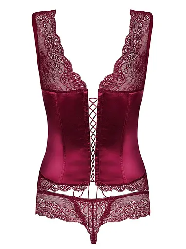 Комплект білизни Obsessive Miamor S/M (бордовий) - фото 6