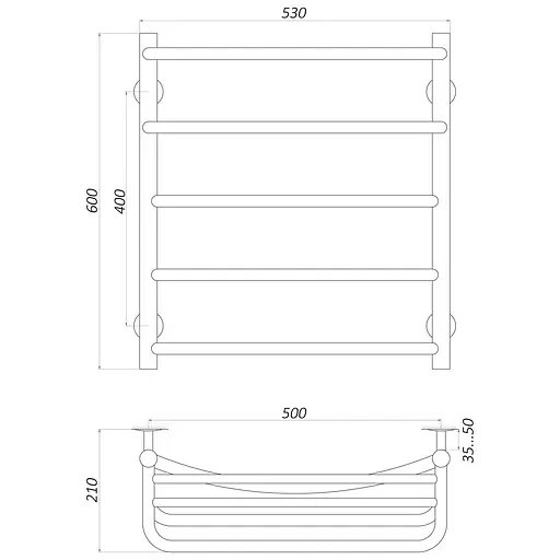 Полотенцесушитель UNIO Op W 600-500-5 Оливия с полкой (20858) - фото 5