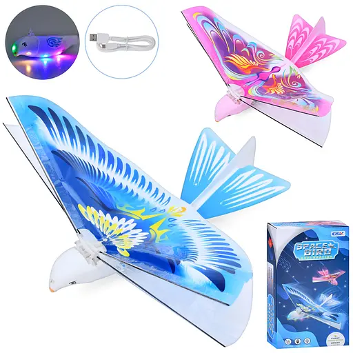 Літак птах, 19 см, акумулятор, світло, літає, USB-зарядка, 14x24x6 см (В асортименті) - фото 2