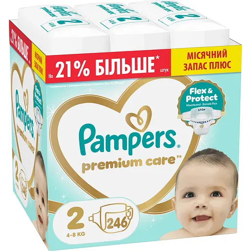 Подгузники Pampers Premium Care Размер 2 (4-8 кг) 246 шт. - фото 1