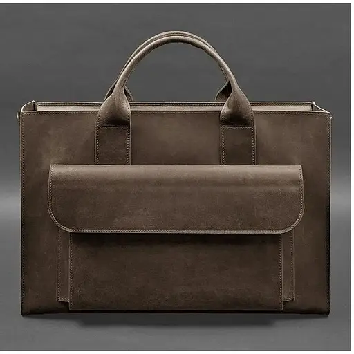 Шкіряна сумка для ноутбука та документів Універсальна темно-коричнева Crazy Horse - фото 1