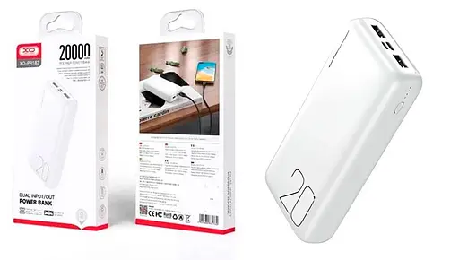Зовнішній акумулятор XO PR183 20000 mAh універсальна батарея біла - фото 5