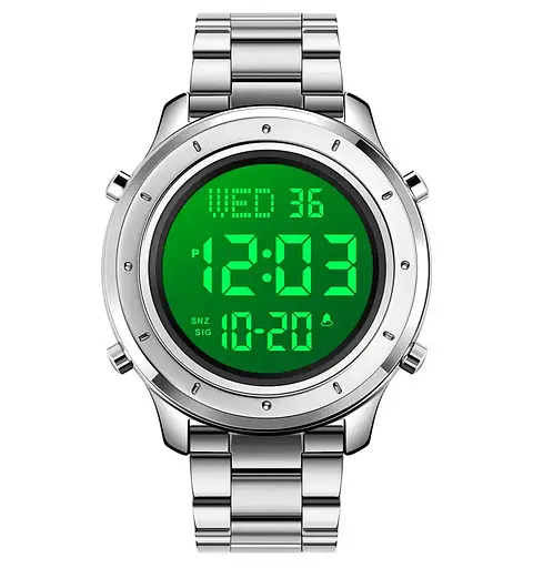 Чоловічий наручний електронний годинник Skmei 1864 (Сріблястий з браслетом) - фото 4