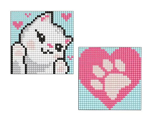 Набір з алмазною мозаїкою на самоклеючій основі для дітей Білі лапки, 9x9 см, AMS1045