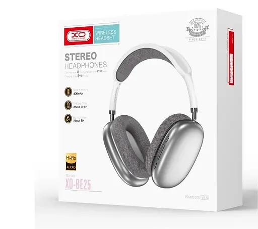 Навушники стерео гарнітура XO BE25 Bluetooth (Сріблястий) - фото 4