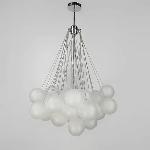 Люстра-пучок Pumpo Bubbles в хромированном корпусе ⌀ 70 см 37 шариков | Ст. J062-800 CH+WT | Line F - фото 1