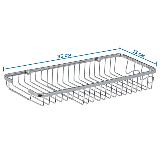 Полка в ванную Zerix решетка с мыльницей и 2 крючками LR338 LL1456, Хром - фото 2