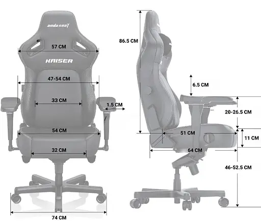 Игровое кресло Anda Seat Kaiser 4 Size XL Gray Linen Fabric (AD12YDDC-XLL-20-G-CF) - фото 6