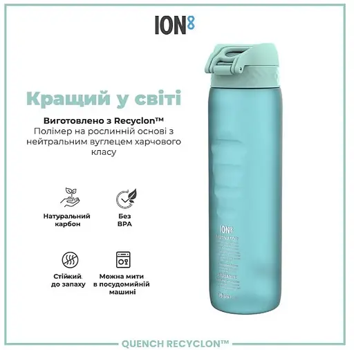 Пляшка для води ION8 1000 мл BPA Free Times To Drink (ЕКО пляшка) Sonic Blue (I8RF1000PBMOT2) - фото 6