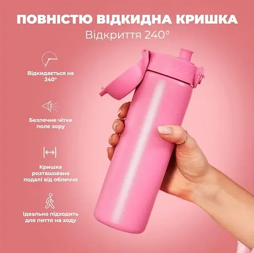 Пляшка для води ION8 металева вакуумна 500 мл Vacuum Insulated Rose Bloom (I8TS500ROSEB) - фото 3