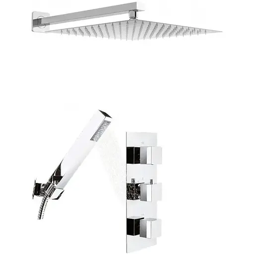 Душова система Rea Brito chrome з термостатом + BOX прихованого монтажу REA-P0801KPL-D, Хром - фото 1