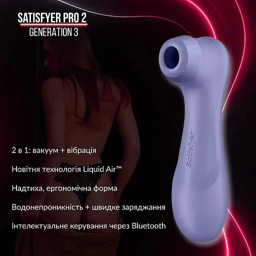 Вакуумный клиторальный стимулятор Satisfyer Pro 2 Generation 3 with Liquid Air (Bluetooth) Фиолетовый - фото 2