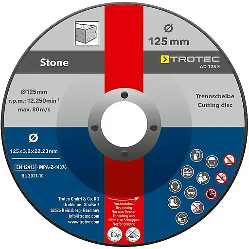 Круг отрезной по камню Trotec 125 х 22.23 х 3.2 мм 5 шт. (DAS302827) - фото 1