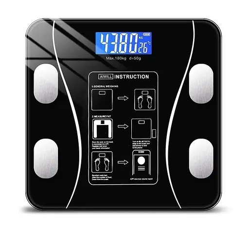 Смарт-весы напольные фитнес-весы Smart Scale 25x25 см Черный 180 кг - фото 1