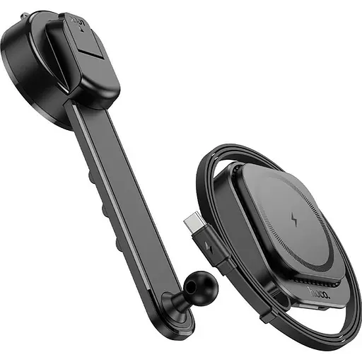 Автотримач із бездротовою зарядкою Hoco HW24 Might Black (619660) [151320] - фото 3