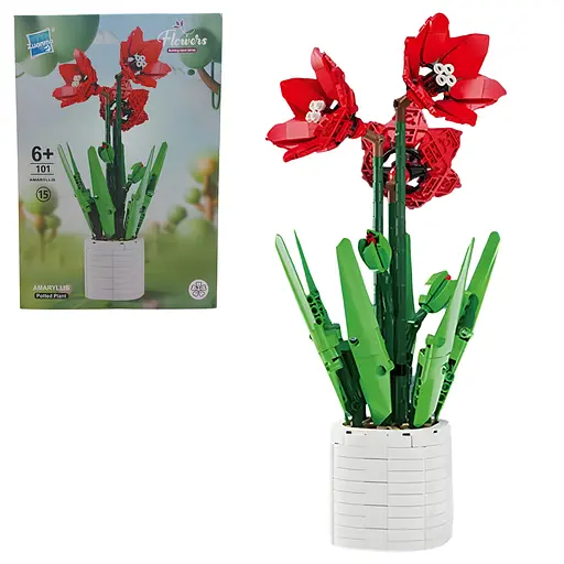 3D конструктор Flowers Красный амарилис на 876 деталей (25-132) - фото 3