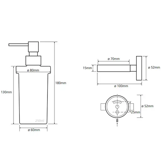 Дозатор для рідкого мила Bemeta Trend-I настінний скло основа біла 104109018, Білий - фото 2