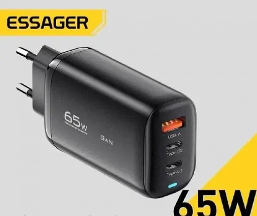 Зарядное устройство блок адаптер Essager 65 W GaN 1U+2C (ES-CD23) черный - фото 7
