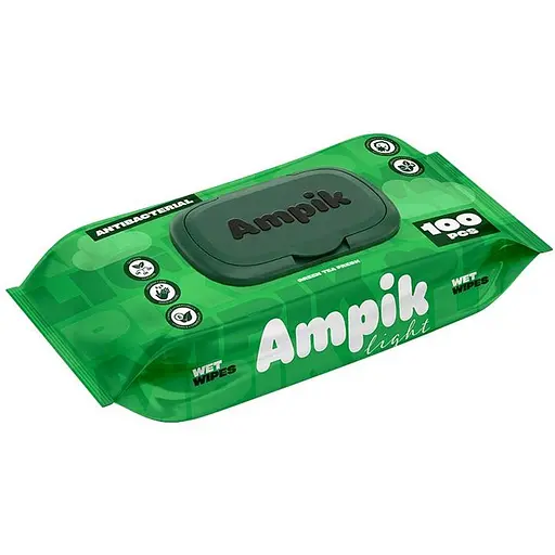 Вологі серветки Ampik Light антибактеріальні 100 шт. - фото 1