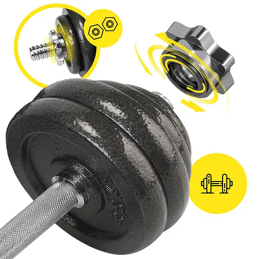 Гантелі металеві Cornix 2 x 15 кг набірні, в кейсі Black XR-0442 - фото 2