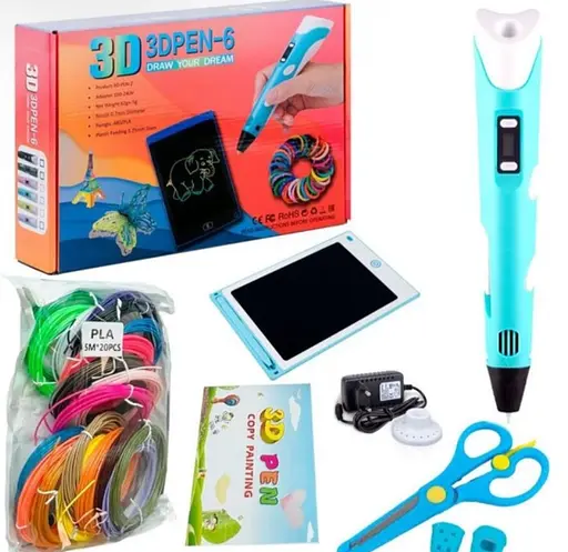 Большой набор для творчества с 3D-ручкой 3DPEN-6 и графическим планшетом для рисования и учебы - фото 1