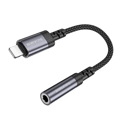Перехідник BOROFONE BV24 Graceful digital audio converter cable iP to 3.5mm Metal Grey - фото 3